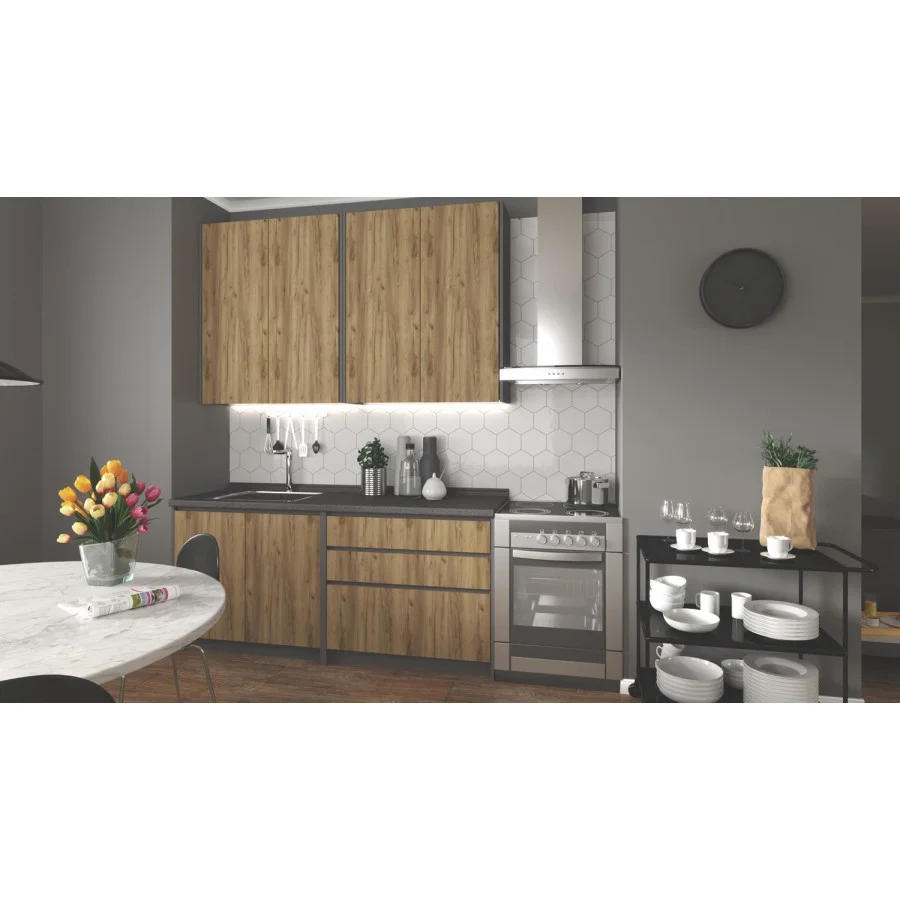 IDEA 180 KITCHEN SET BODY: ANTHRACITE, FRONTS: CRAFT OAK order